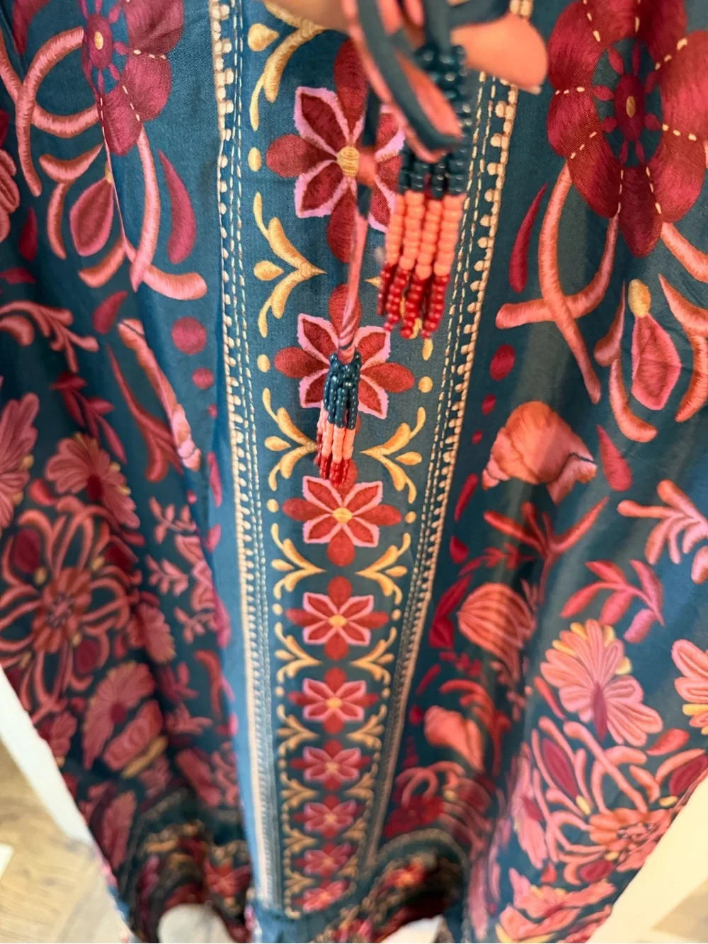 NWT FARM Rio Navy Pink Floral Boho Midi Dress Size Medium - Picture 4 of 8